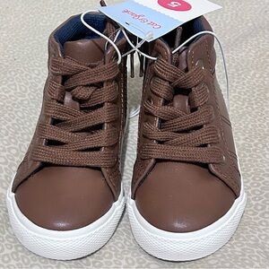 🤎NWT Cat &Jack Size 5 toddler Boys high top leather look sneaker with zipper